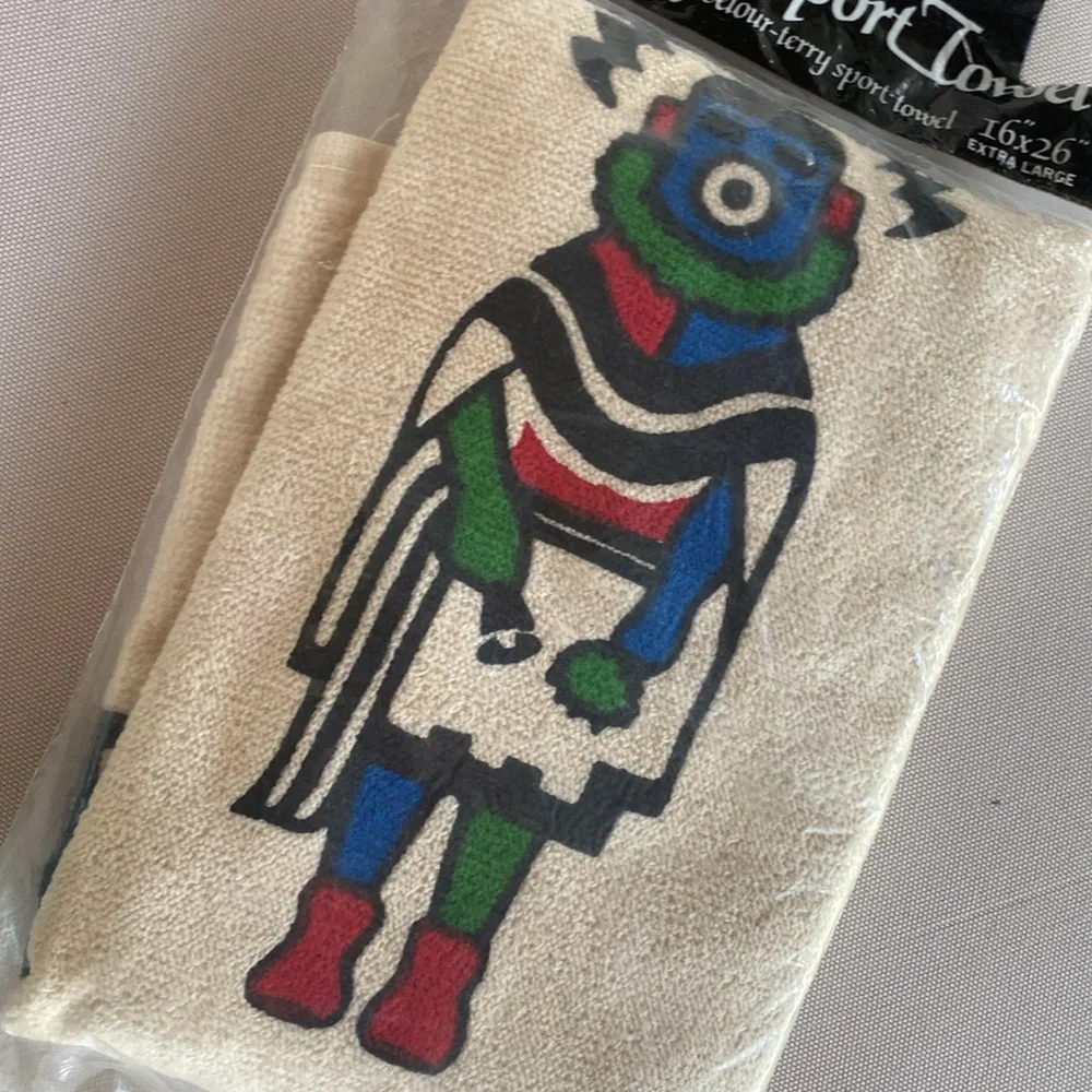 70’s Vintage Native American Print XL Custom Plush Velour-Terrycloth Towel
